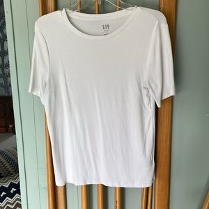 Gap Womens L White Modern T Short Sleeve Crew Neck Tee Supima Cotton Modal